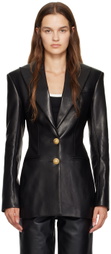 Balmain Black 2-Button Leather Jacket