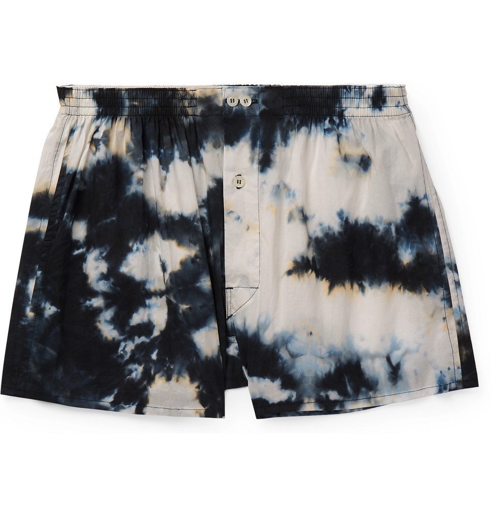 Photo: Anonymous Ism - Tie-Dyed Cotton Boxer Shorts - Navy