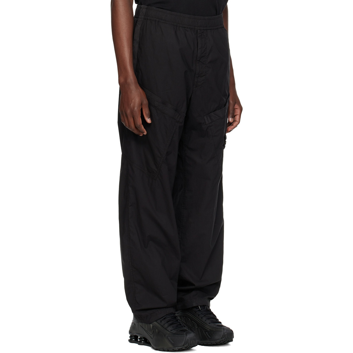 Stone Island Black 3100006 Stretch Cotton Tela 'PARACADUTE' Cargo Pants