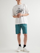 Off-White - Straight-Leg Logo-Print Cotton-Jersey Shorts - Blue