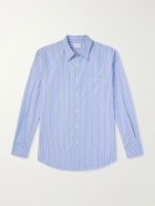 SAINT LAURENT - Logo-Embroidered Striped Cotton-Poplin Shirt - Blue