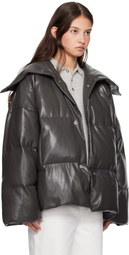Nanushka Khaki Alora Down Vegan Leather Jacket