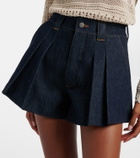 Frame Structural pleated denim shorts