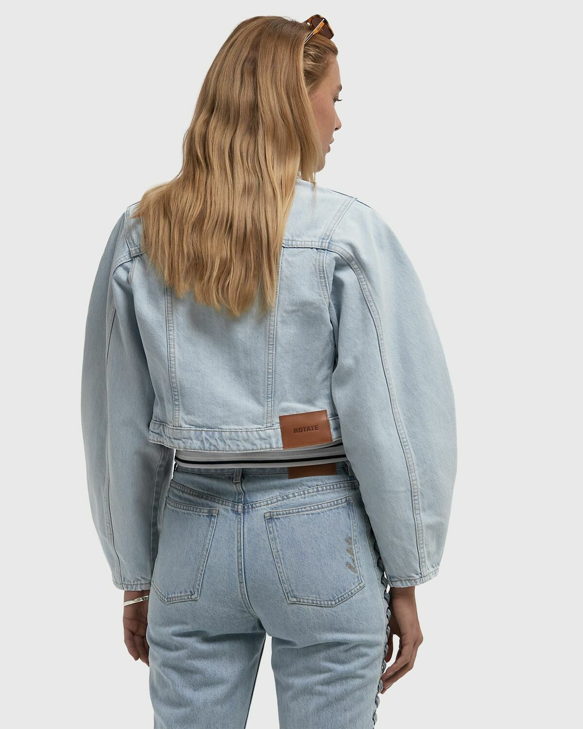 ROTATE Birger Christensen Round Sleeve Denim Jacket Blue Women