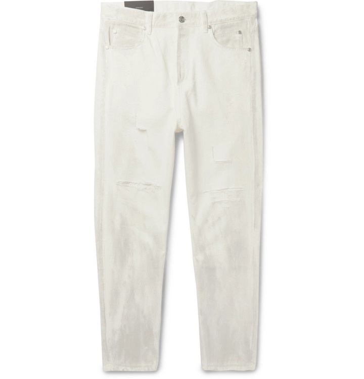Photo: Balmain - Distressed Printed Denim Jeans - Men - White