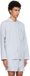 Tekla White & Blue Oversized Pyjama Shirt