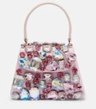Self-Portrait Mini embellished satin top-handle bag