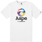 AAPE Men's Multi Camo Moon Face T-Shirt in White