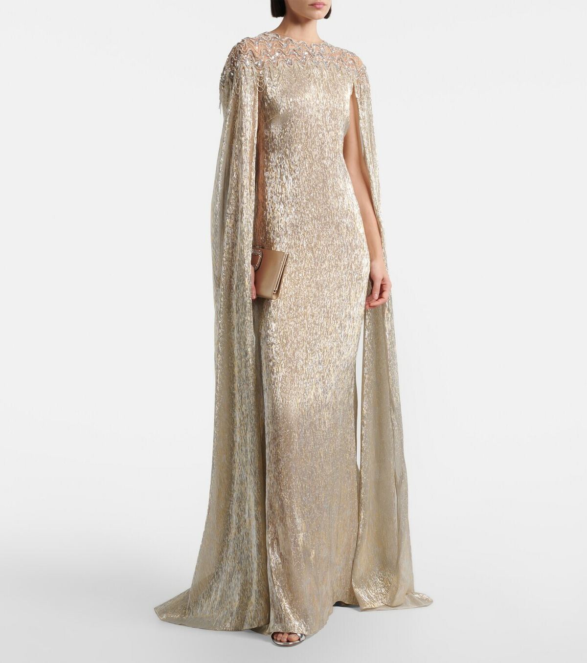 Oscar de la Renta Embellished silk gown