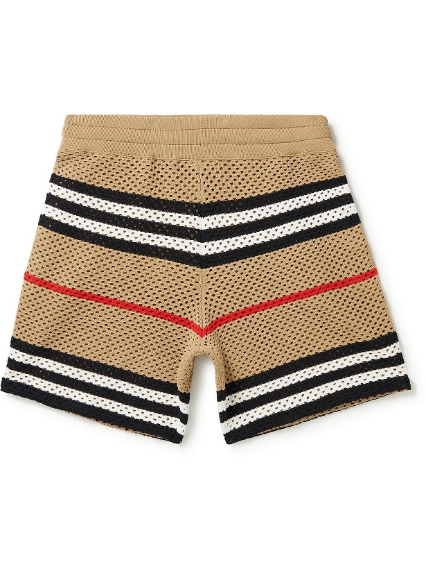 Photo: Burberry - Straight-Leg Striped Knitted Shorts - Brown