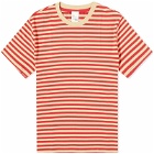 Nudie Jeans Co Men's Nudie Leffe Breton Stripe T-Shirt in Off White/Red