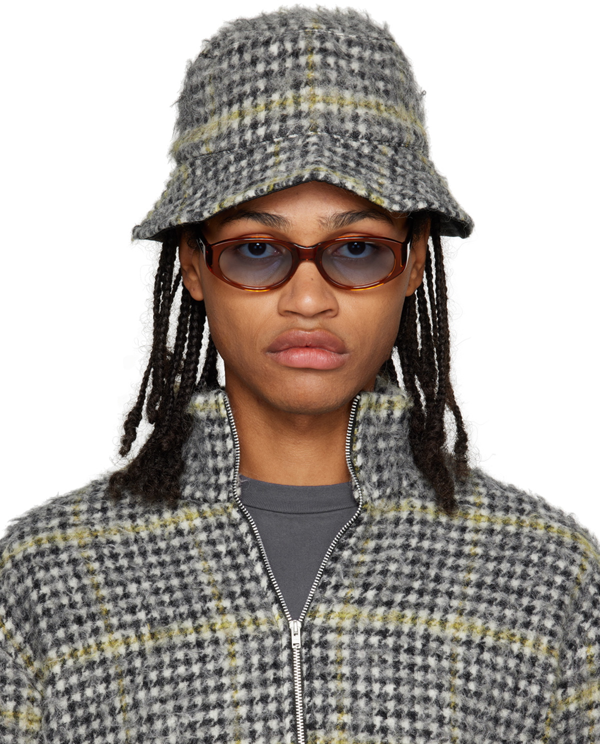 Our Legacy Black & White Houndstooth Bucket Hat Our Legacy