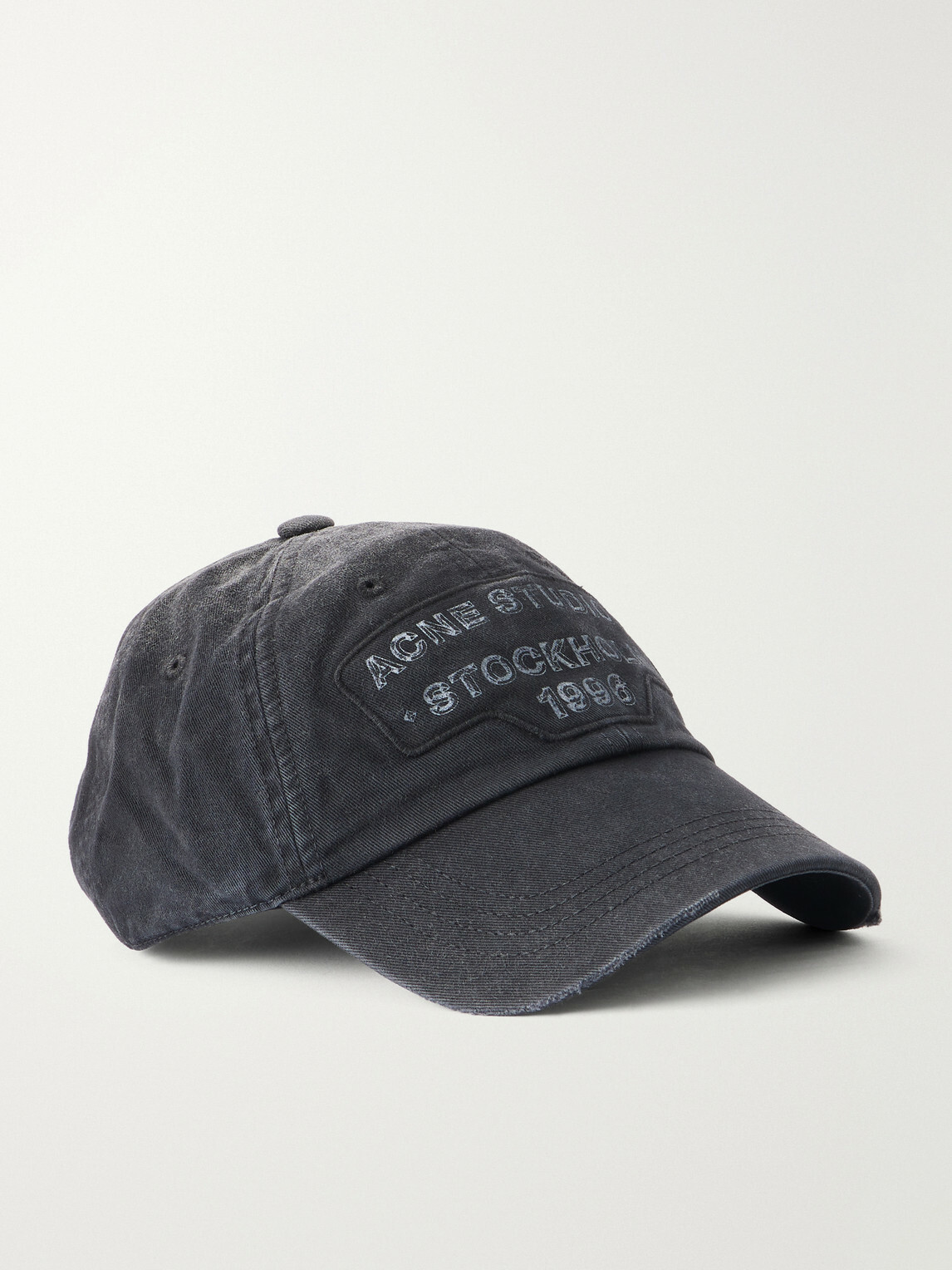 Acne Studios - Logo-Printed Distressed Cotton-Twill Baseball Cap - Black