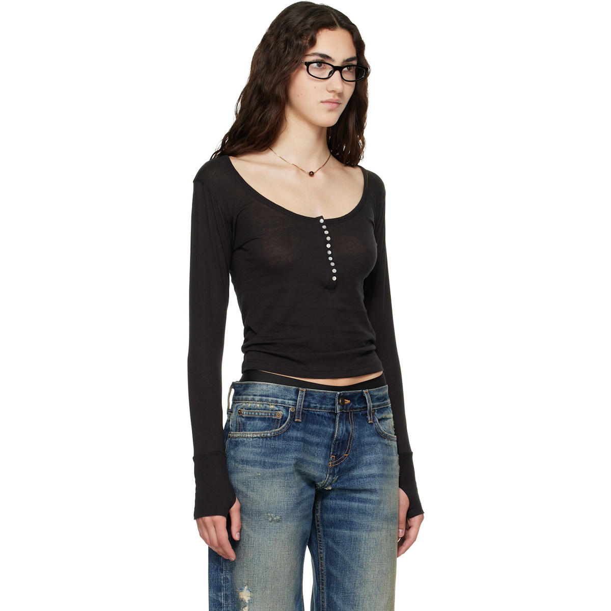 Raimundo Langlois Black Long Sleeve Henley