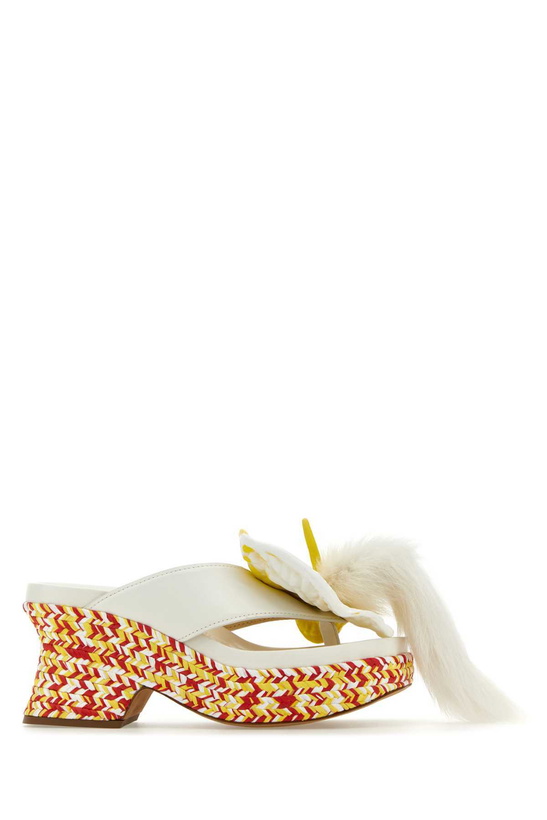 Photo: Loewe White Leather Petal Thong Mules
