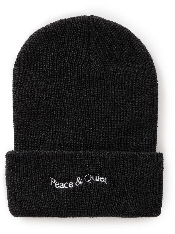 Photo: Museum Of Peace & Quiet - Wordmark Logo-Embroidered Ribbed Wool Beanie