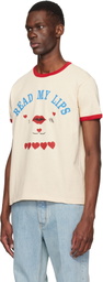Valentino Off-White Cotton 'Read My Lips' Print T-shirt