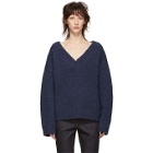 Bottega Veneta Blue Alpaca Wool V-Neck Sweater