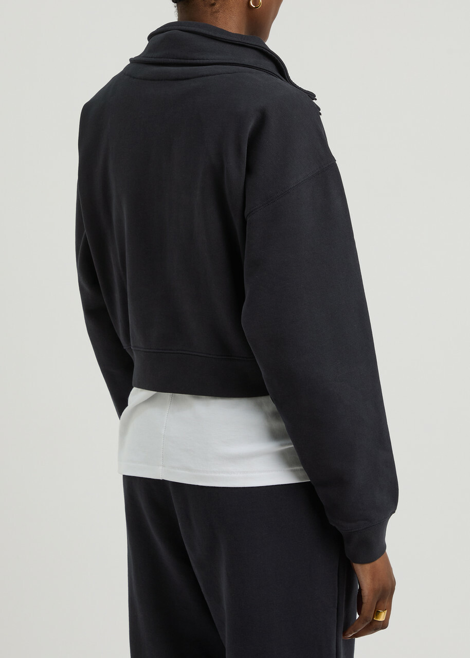 Frame Layered Half-zip Jersey Sweatshirt Navy