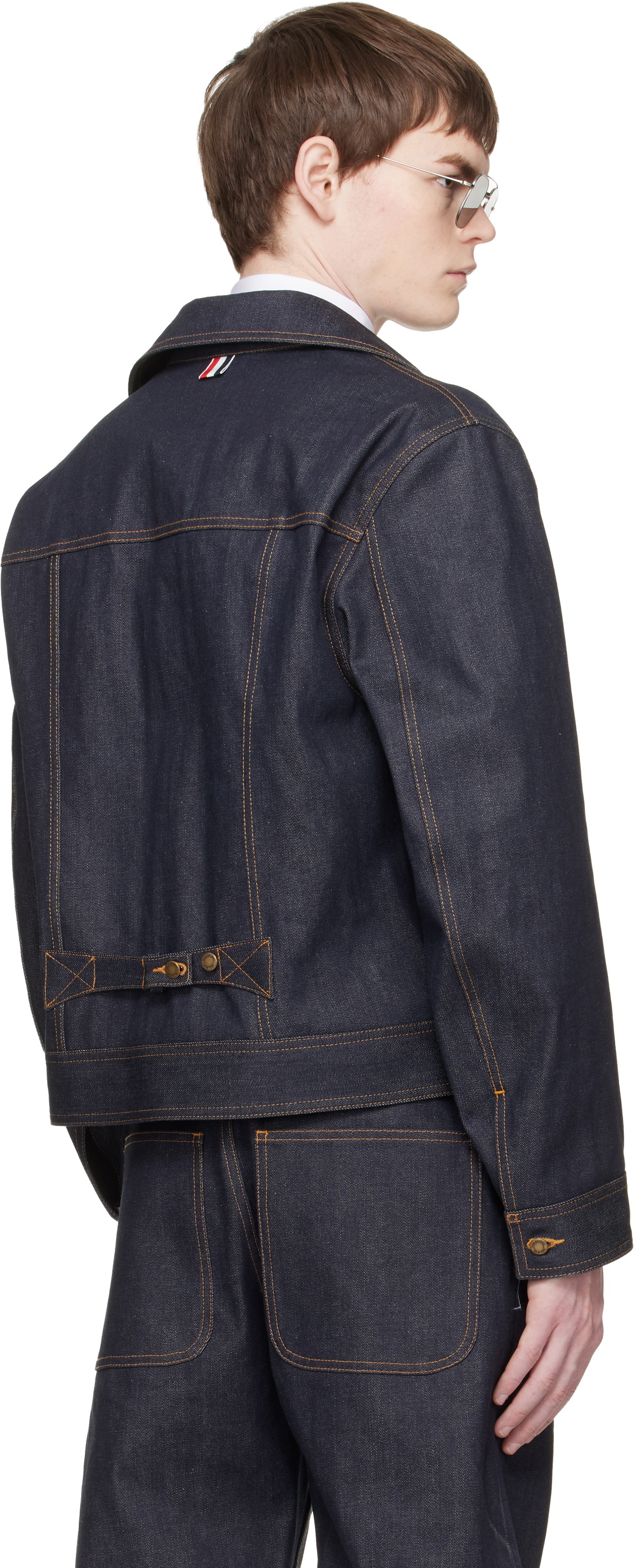 Thom Browne Navy Selvedge Denim Backstrap Utility Jacket