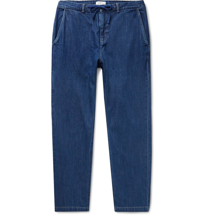 Photo: Saturdays NYC - Shaw Tapered Indigo-Dyed Denim Drawstring Trousers - Blue