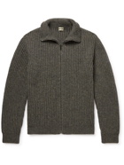 Massimo Alba - Bergen Ribbed Wool, Yak and Cashmere-Blend Zip-Up Cardigan - Gray
