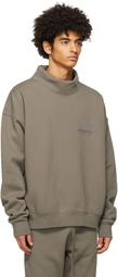 Essentials Taupe Pullover Mock Neck Sweatshirt