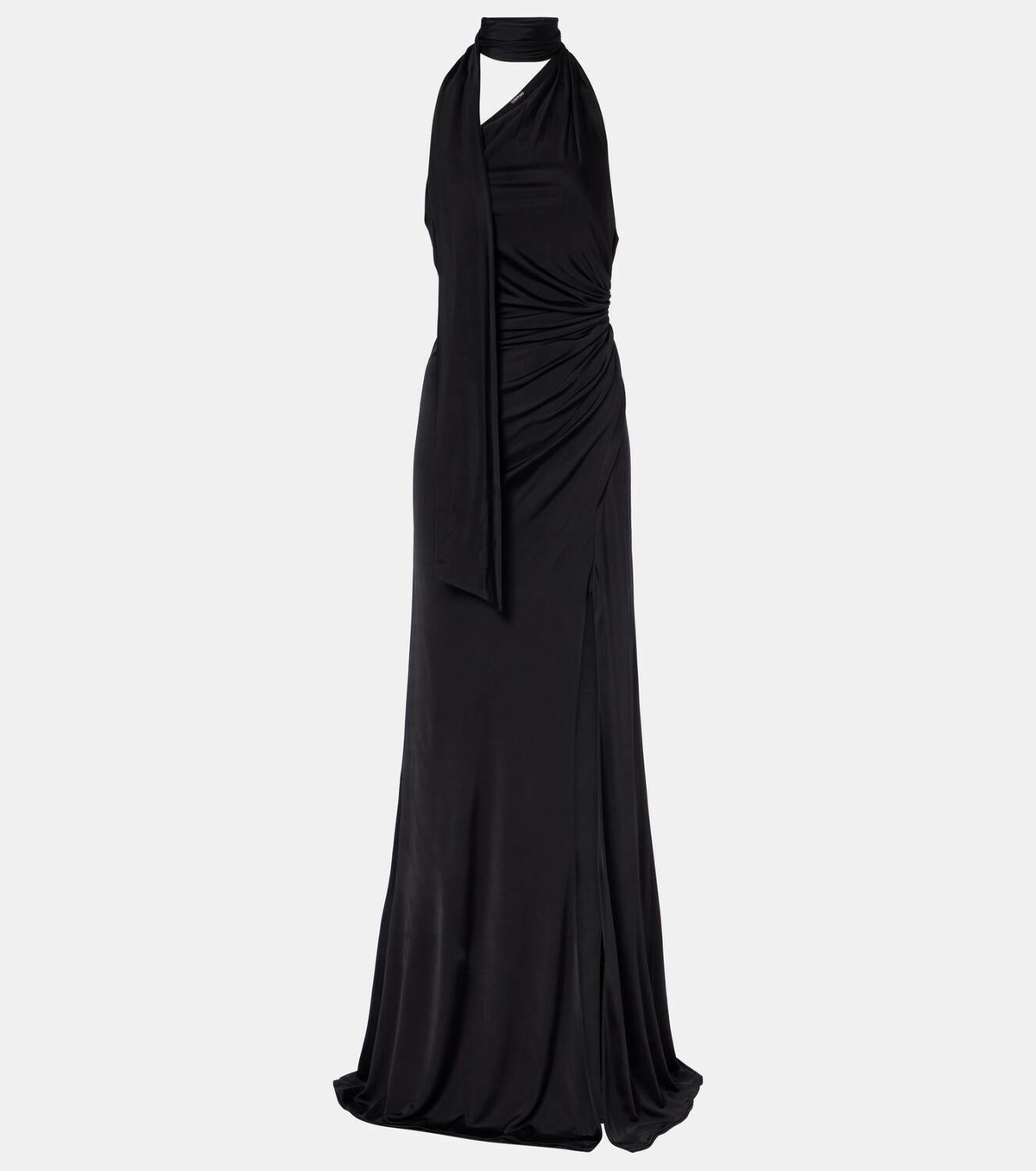 Tom Ford Scarf-detail one-shoulder jersey gown
