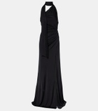 Tom Ford Scarf-detail one-shoulder jersey gown