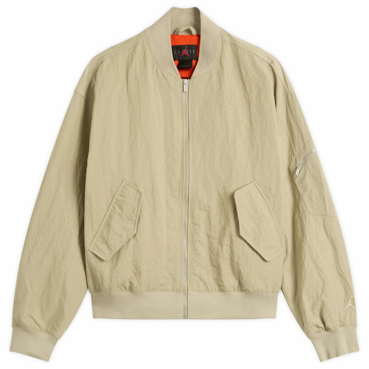Photo: Air Jordan Women's Flight Renegade Jacket in Medium Khaki/Team Orange