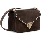 Valentino Garavani Brown Rockstud Small Shoulder Suede Bag