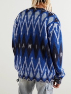 AMIRI - Argyle Brushed Jacquard-Knit Cardigan - Blue