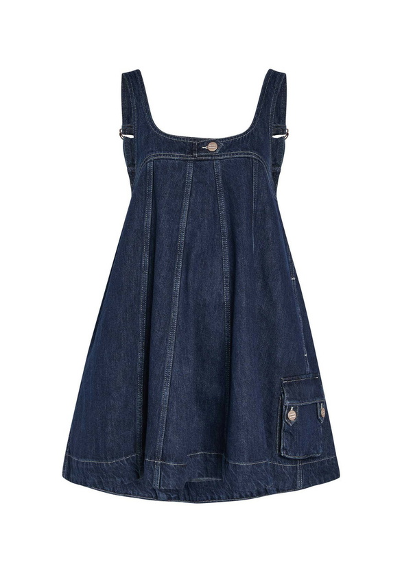 Photo: Damson Madder Immy Panelled Denim Mini Dress Dark Blue