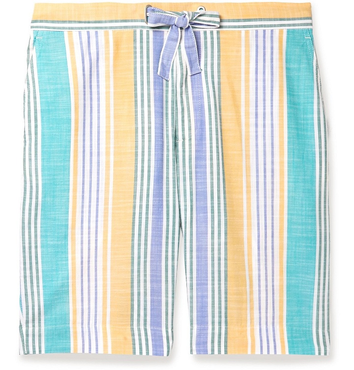 Photo: Incotex - Striped Cotton Drawstring Shorts - Blue