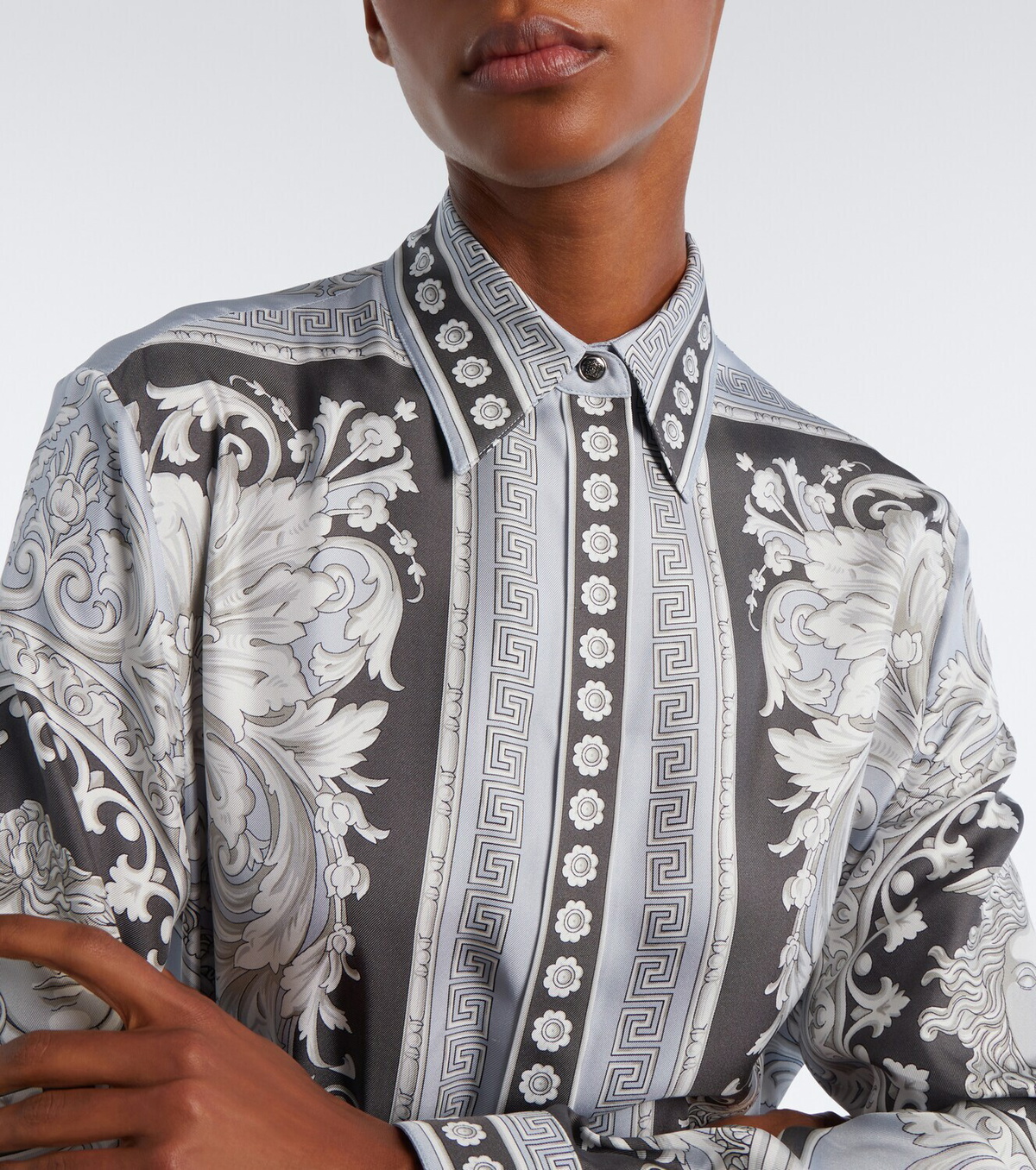 Versace Medusa printed silk twill shirt dress
