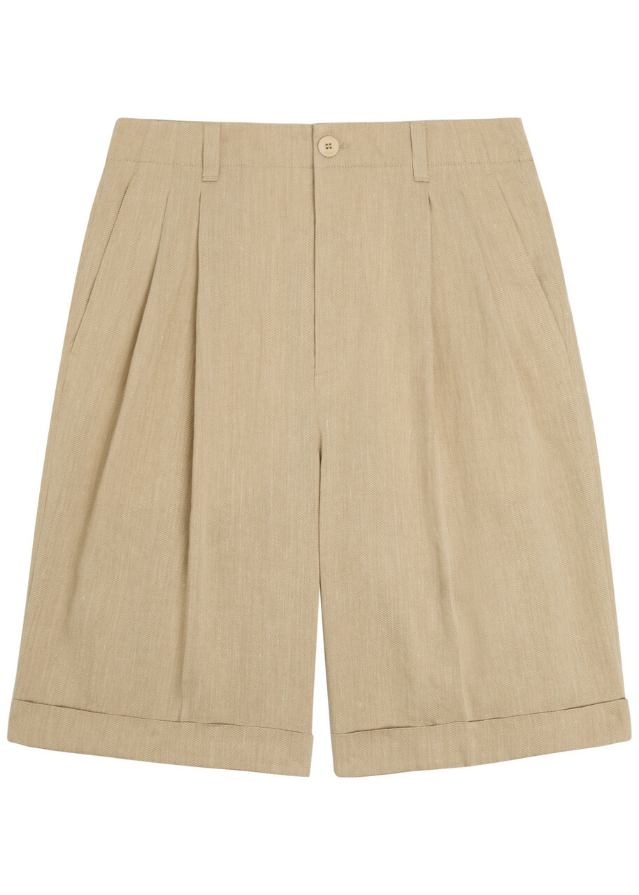 Jacquemus Le Short Pastro Herringbone Linen-blend Shorts Beige