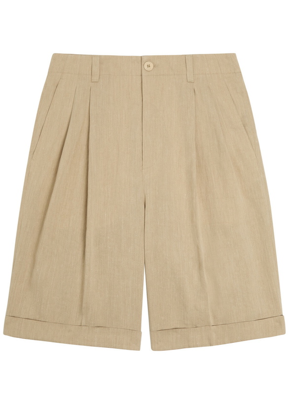 Photo: Jacquemus Le Short Pastro Herringbone Linen-blend Shorts Beige