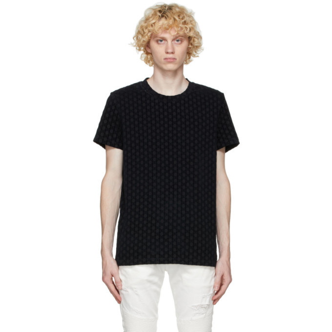 Photo: Balmain Black Flock Monogram T-Shirt