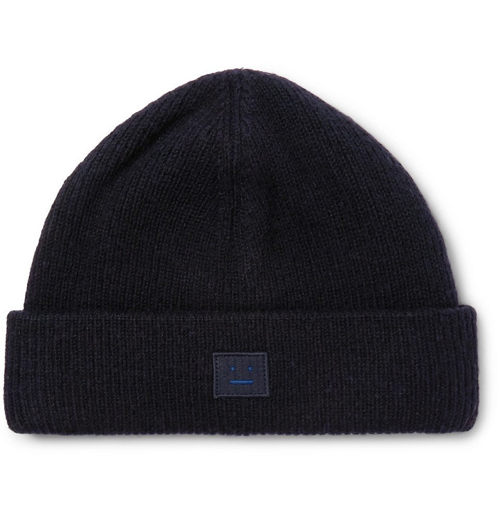 Photo: Acne Studios - Ribbed Wool-Blend Beanie - Men - Navy