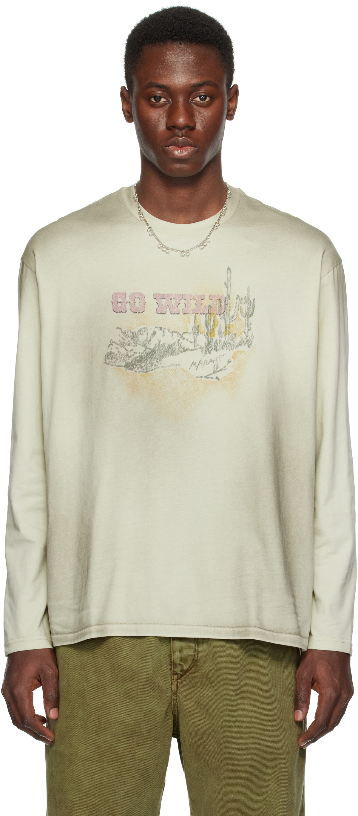 Isabel Marant Men's Zafferh Marant Logo T-Shirt in Khaki