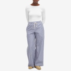 DONNI. Women's Baby Rib Scallop Long Sleeve Top in Powder