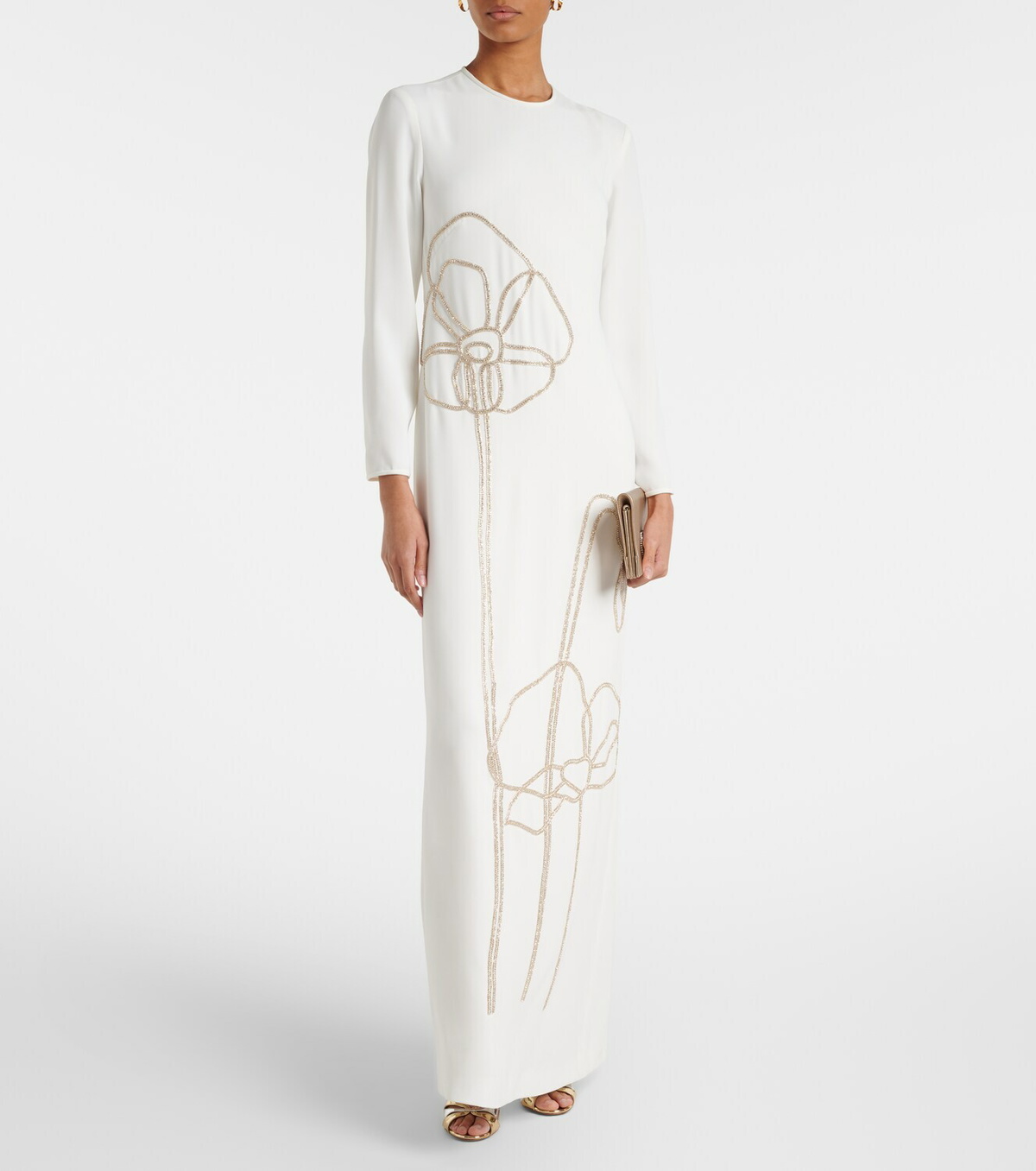 Costarellos Zarie embellished crêpe gown