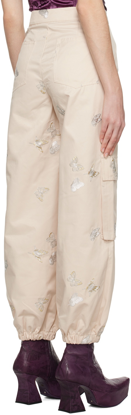KIM SHUI Beige Butterfly Trousers