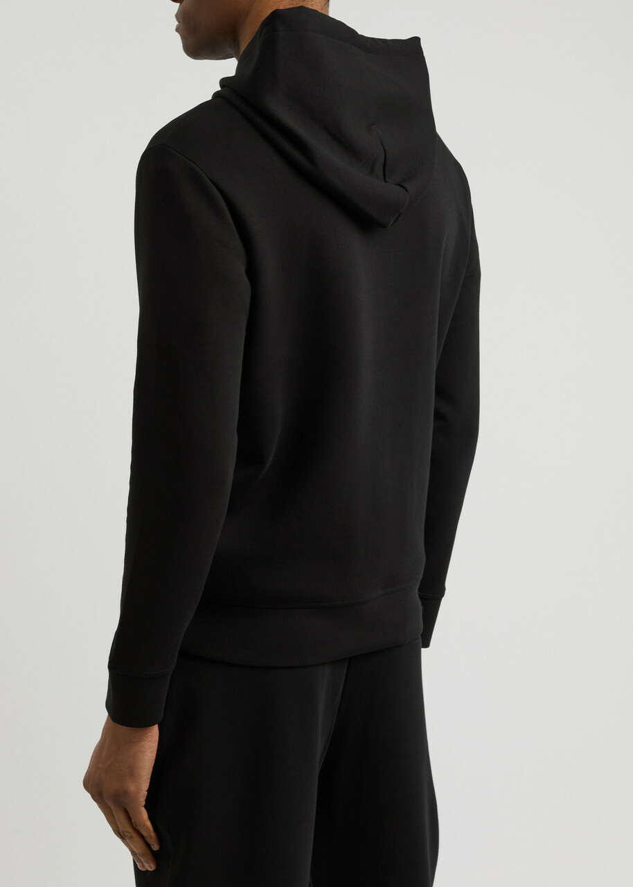 Emporio Armani Logo Hooded Cotton-blend Sweatshirt Black