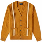 Beams Plus Men's 9G Stripe Cardigan in Mustard