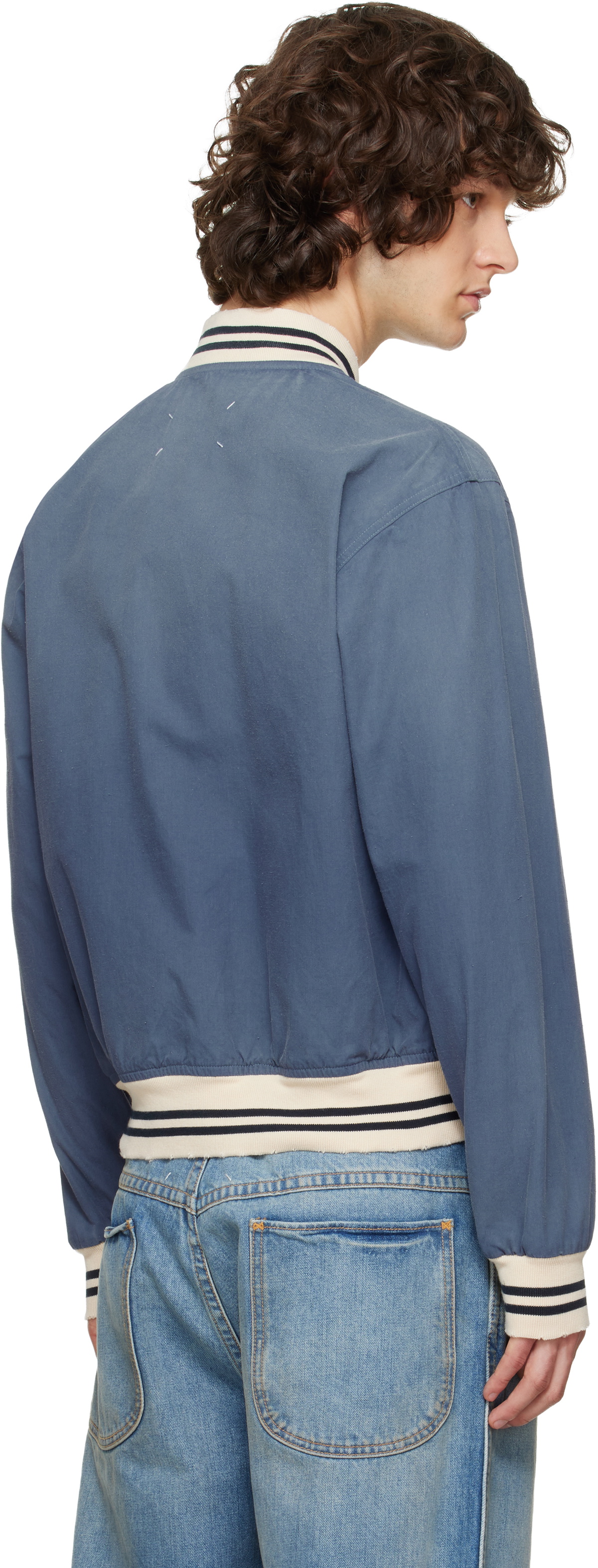 Maison Margiela Blue Varsity Caban Jacket