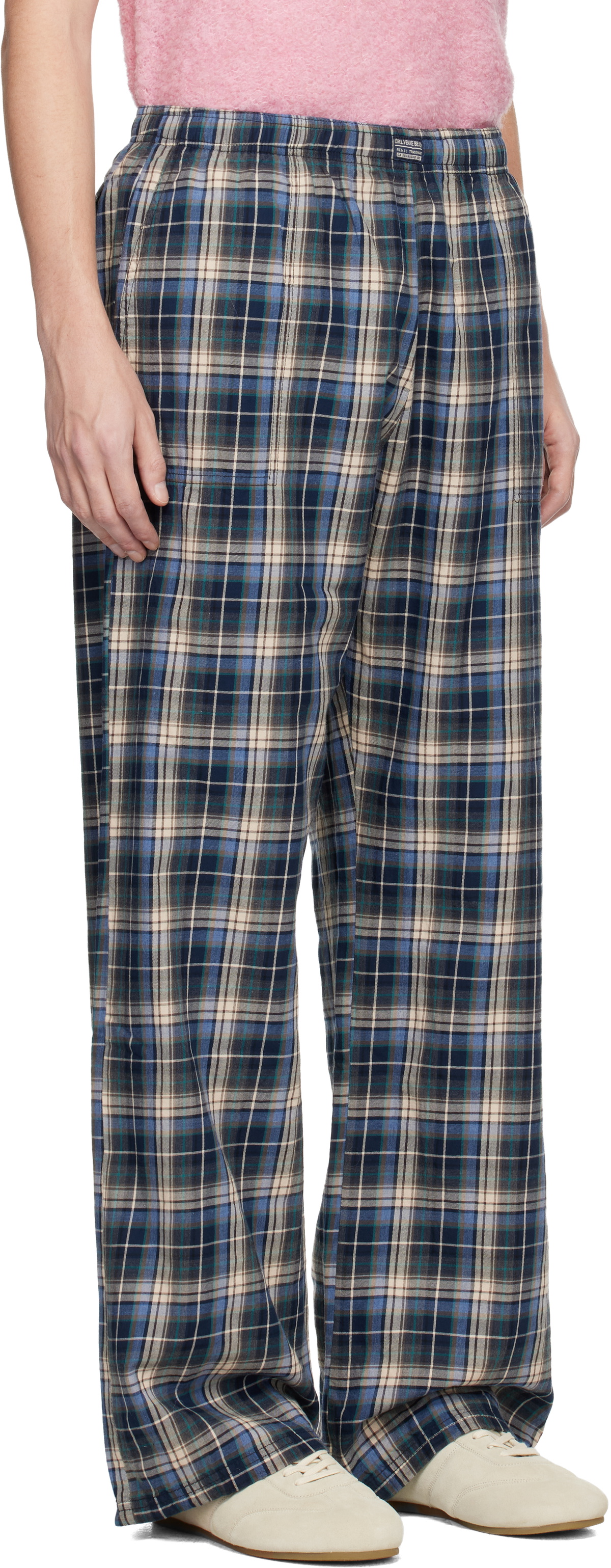ERL Navy Plaid Sweatpants