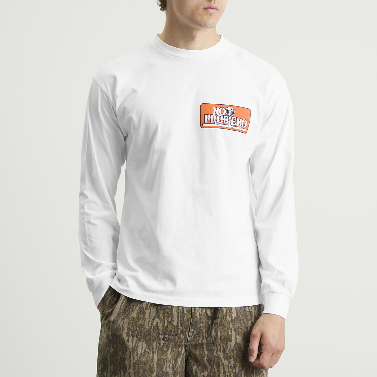 No Problemo Men's Stickers Long Sleeve T-Shirt in White