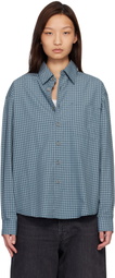 COOR Navy Micro Ombre Check Shirt