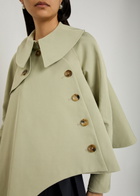 A.W.A.K.E Mode Asymmetric Gabardine Trench Jacket Khaki